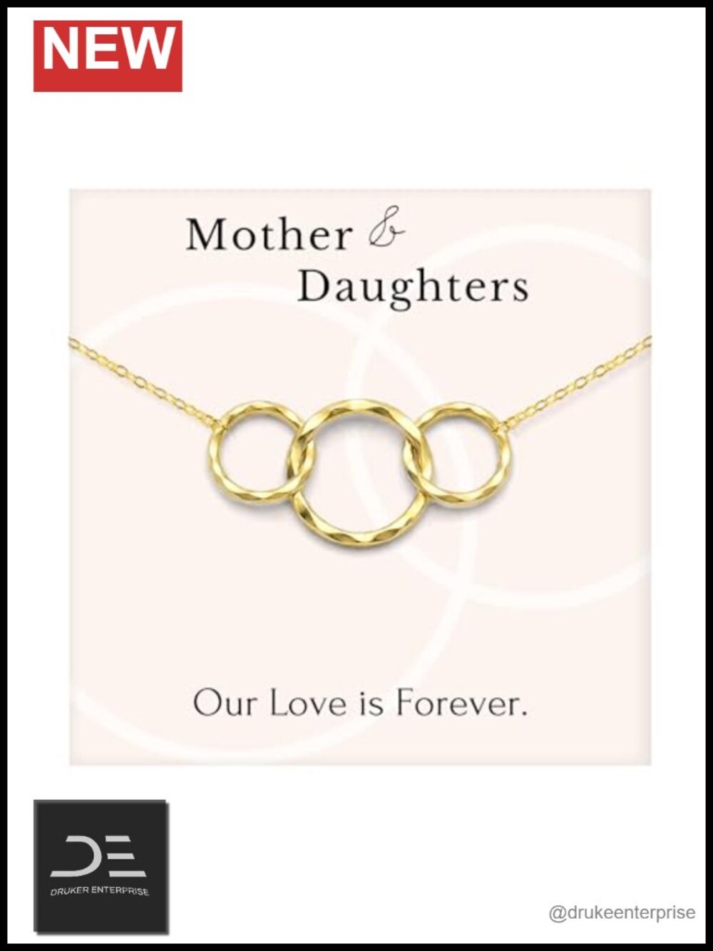 14K Gold Vermeil Sterling Silver Mother Daughter Interlocking Rings Pendant
